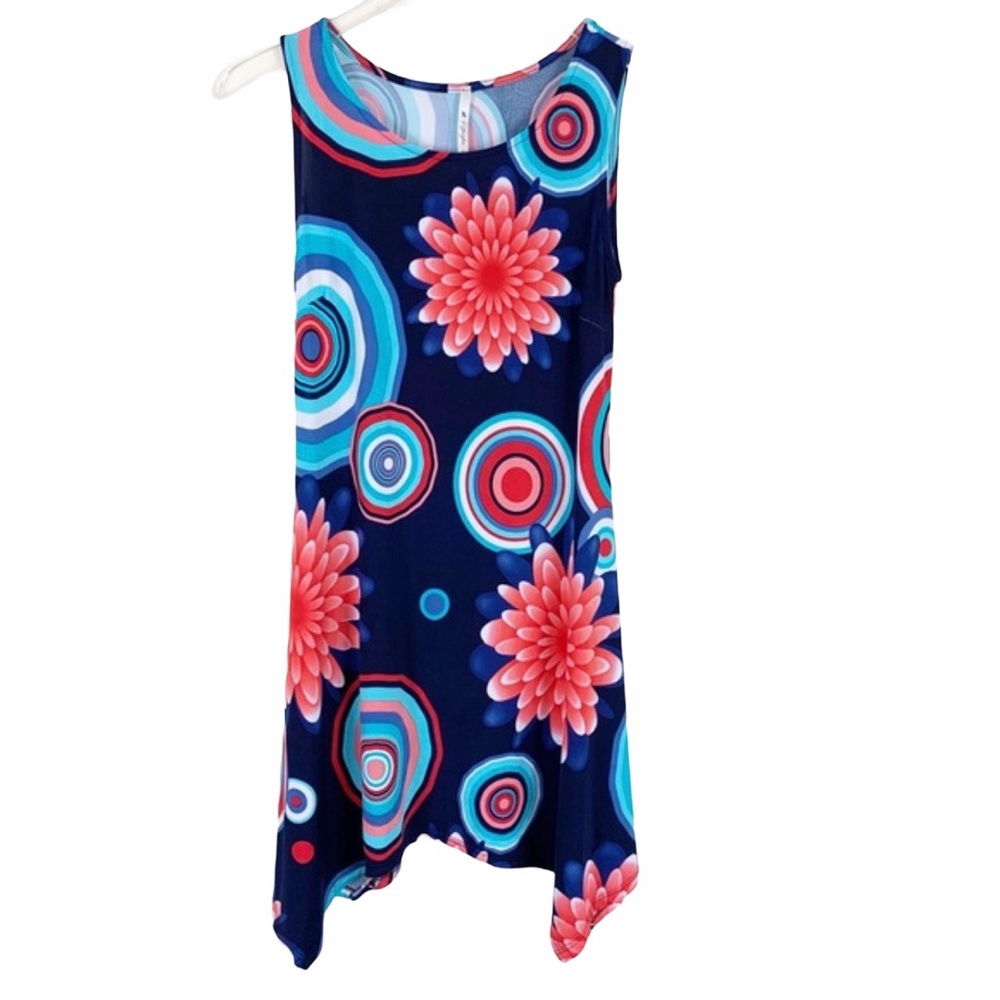 42 Pops Asymmetrical Retro Disco Shift Dress